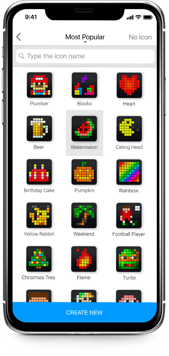 An iPhone displays App store with the most popular LaMetric Time clock faces