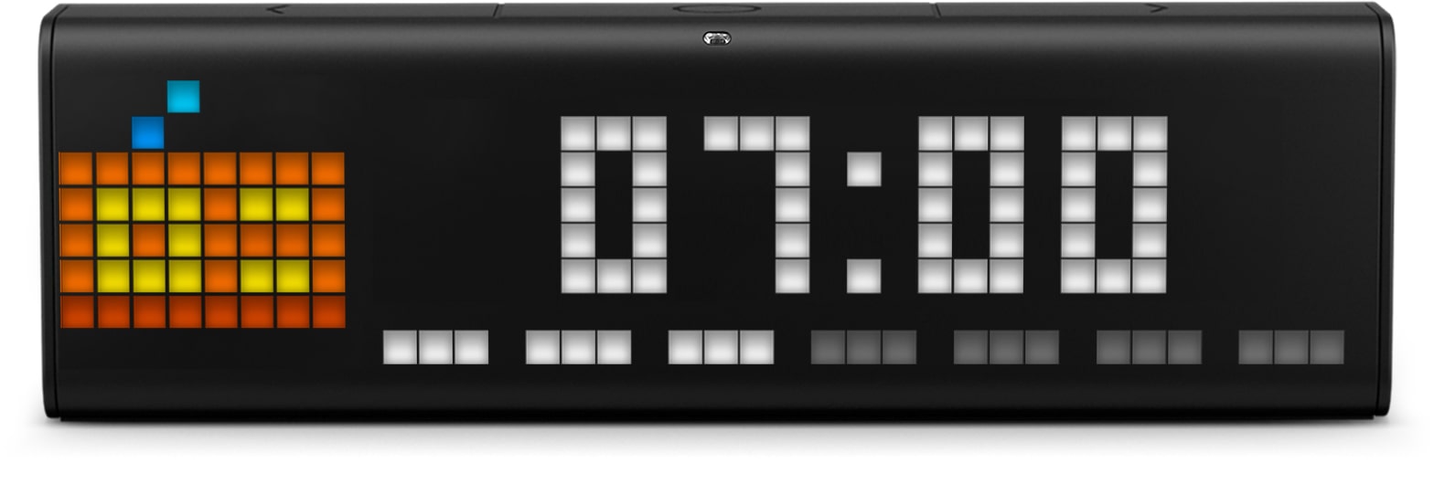 LaMetric Time smart clock shows time and internet radio clock face
