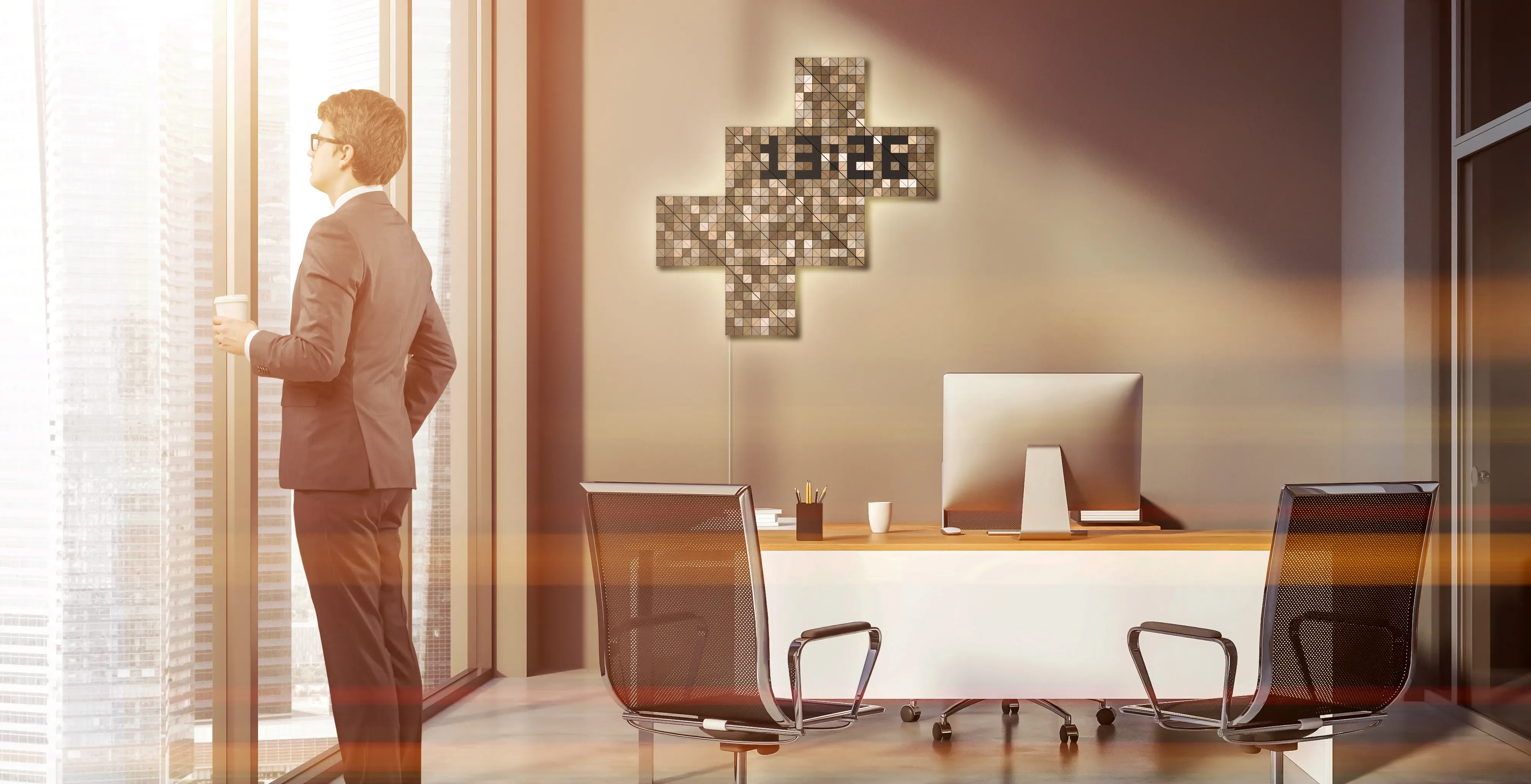 LaMetric SKY smart lighting - The Only Clock with Timeless Black Digits - 16 panels