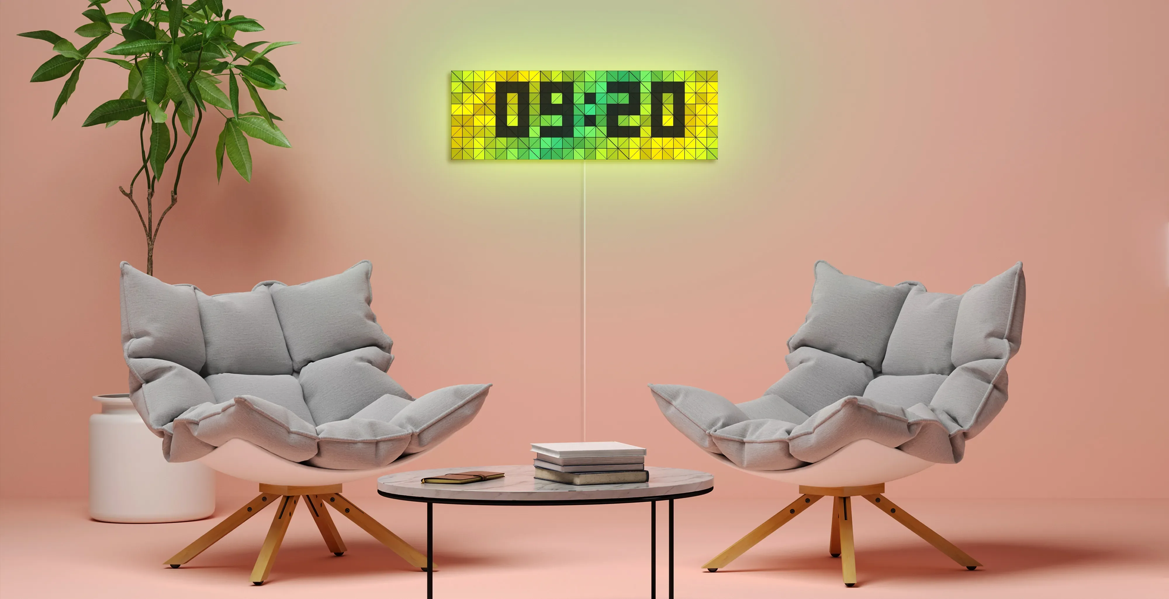 LaMetric SKY smart lighting - The Only Clock with Timeless Black Digits - 6 panels